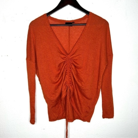 URBAN OUTFITTERS Out From Under Cinched Sweater Burnt Orange Rust Size Small - Picture 2 of 9